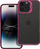 Mbështjellës telefoni Bracket Case për iPhone 15 Pro, me këmbë mbajtëse, pjesa mbrapa transparente, vjollcë e errët