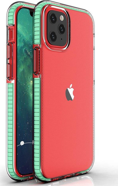 Mbrojtëse Spring Case për iPhone 13 Mini, TPU e tejdukshme, kundër goditjeve, transparente e kuqe
