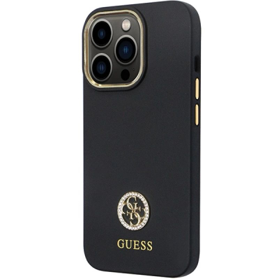 Futrollë telefoni Guess GUHCP13LM4DGPK, për iPhone 13 Pro 6.1", silikoni i fortë, e zezë
