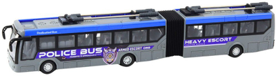 Autobusi policor me telekomandë LEAN Toys Heavy Escort, 1:32, drita LED, i përthyeshëm, gri