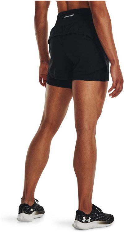 Pantallona të shkurtra vrapimi Under Armour Run Stamina 2 in 1, kompresion, të zeza