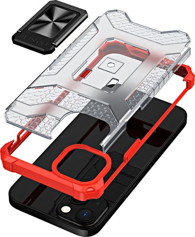 Mbrojtëse telefoni Hurtel Crystal Ring Case për iPhone 13 mini, me mbajtëse magnetike, e kuqe