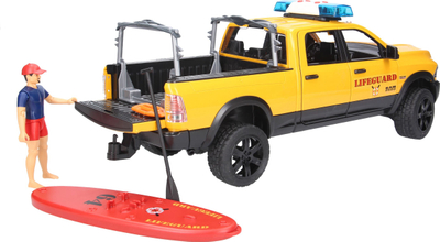 Lodër makinë Bruder Dodge RAM 2500 Power Wagon, set shpëtimi në ujë, me aksesorë
