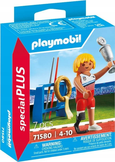Set lojë Playmobil Javelin Throw Simulator Game, me figurë, me aksesorë sportivë, shumëngjyrësh