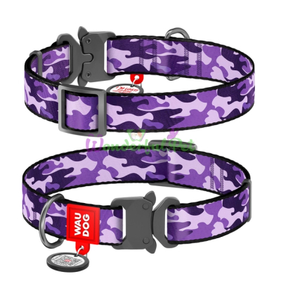Qafore qeni WAUDOG najlon Purple Camo, 20 mm, 24-40 cm, shumëngjyrëshe