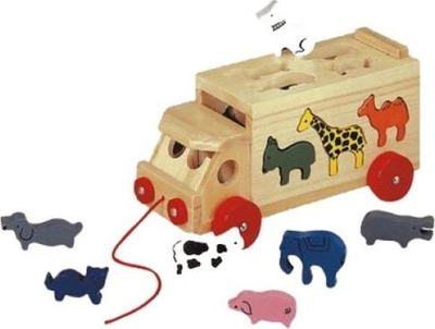 Lodër druri kamion me forma ZOO Trucki, 27cm