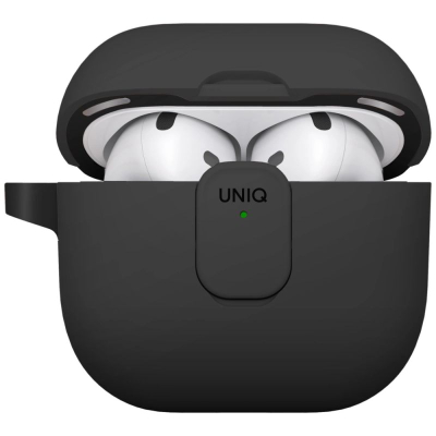 Këllëf kufjesh Uniq Clyde për AirPods 4, TPU edhe plastikë e fortë PC, me kapak mbrojtës, i zi