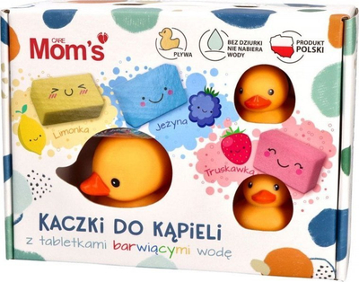 Lodër për banjo Care Mom's Ducks For Bathing, 3 rosakë silikoni, tableta që ngjyrosin ujin, portokalli