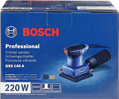 Lëmues orbital Bosch Professional GSS 140 A, 220W, 1.6mm orbit, blu