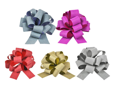 Fjongo zbukuruese pull bow Ribbon 1.9/50, me glitter, set 50 copë, me ngjyra të përziera