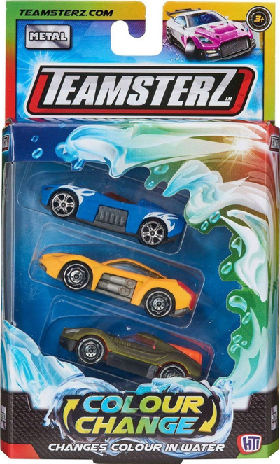 Сет играчки Teamsterz Colour Change Cars, 3 автомобили, промена на боја со вода