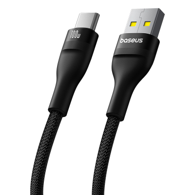 Кабел за полнење Baseus Flash 2 USB во USB-C, 100W, 2m, црн
