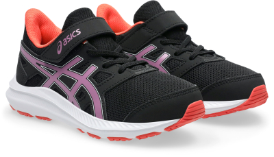 Atlete fëmijësh Asics Jolt 4, rrjetë frymëmarëse, shirit me ngjitje, të zeza