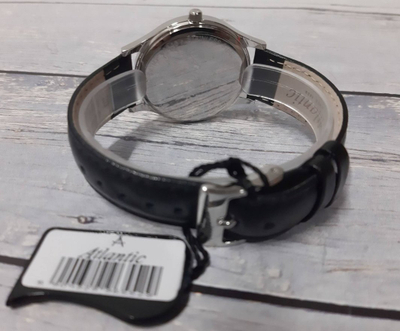 Ora dore Atlantic Seabase 60343.41.13, kuarc zviceran, safir, rrip lëkure i zi