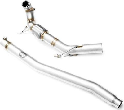Downpipe RM Motors për Audi A3 Golf 6 Passat Scirocco, çelik inoks, për motorë 1.6 2.0 TDI