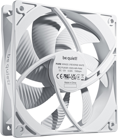 Вентилатор за компјутер Be Quiet Pure Wings 3 PWM Reverse, сет 3x120mm, бел