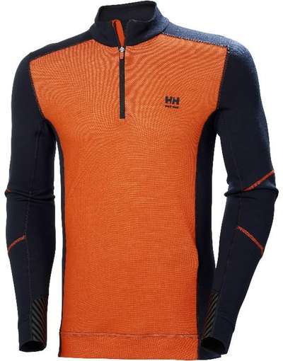 Bluzë baze Helly Hansen 75107 Lifa Merino Half Zip, merino, për burra, portokalli me të zezë