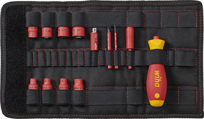 Set kaçavidash izoluese Wiha SlimVario VDE, 13 copa, deri 1000V, i kuq
