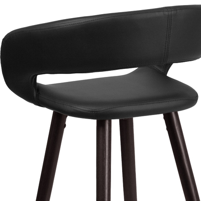Stol bari Flash Furniture, 75cm, lëkurë sintetike, i zi
