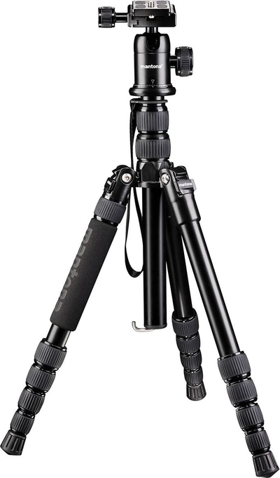 Tripod Mantona DSLM Travel, tripod udhëtimi, alumini, i zi