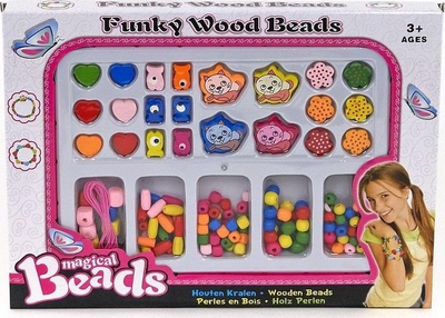 Set rruazash druri Adar Wooden Beads, për punime me dorë, shumëngjyrësh