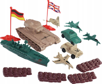 Set lodrash ushtarake Military Equipment, 32 pjesë, ushtarë lodër dhe mjete lufte, shumëngjyrësh