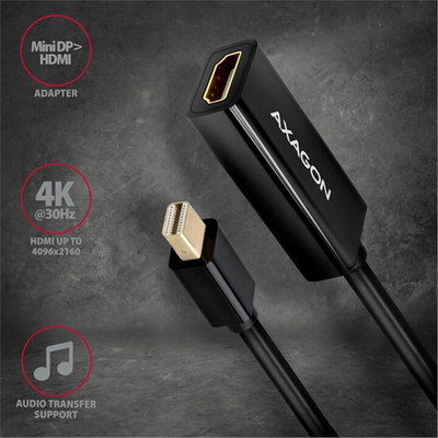 Përshtatës AXAGON mini DisplayPort - HDMI 1.4, 4K @ 30Hz, i zi