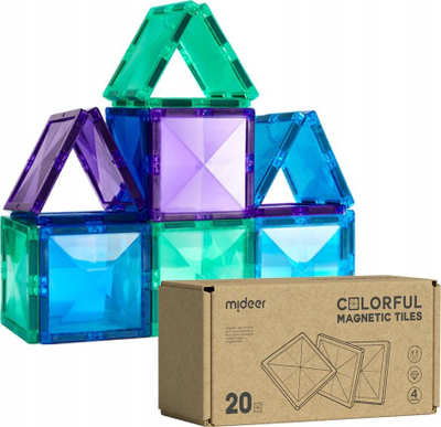 Blloqe magnetike Mideer Colorful Magnetic Tiles, set me 20 copa, shumëngjyrëshe