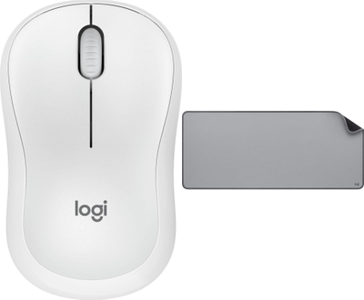 Komplet maus Logitech M240 Silent, wireless, i bardhë, me Studio Series MID gri