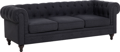 Divan me stof Beliani Chesterfield, 3 vende, gri grafit