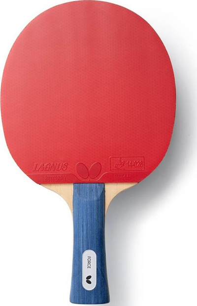 Raketë pingpongu Butterfly Force, për lojtarë të fortë, dorezë e futur nga brenda, e kuqe