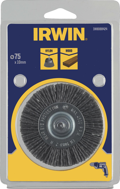 Furçë rrethore druri Irwin IW8088424, 75mm x 10mm, najlon, gri