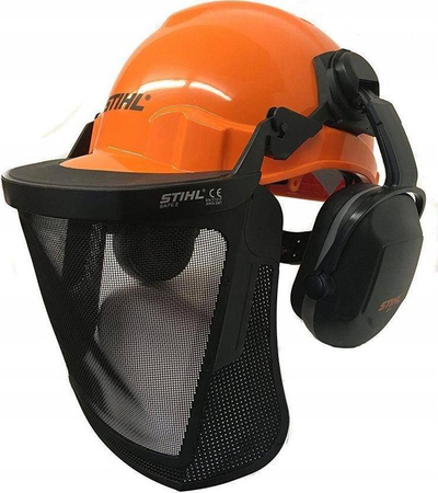 Заштитен шлем Stihl Function Basic, најлонска визир маска, чепчиња за слух, портокалов