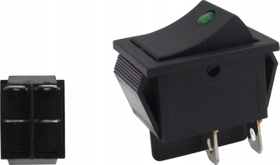 Ndërprerës rocker LED universal, 4 pin, 12V, i zi me dritë jeshile
