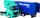 Kamion lodër Bburago Mercedes Benz Actros Gigaspace Falken Trailer, diecast, shkalla 1:43, jeshile blu