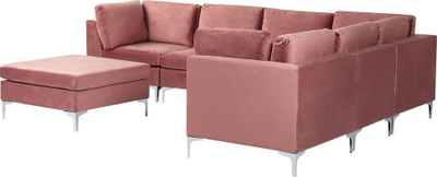 Kënd divan Beliani Evja, modular për 6 veta, me ottoman, rozë