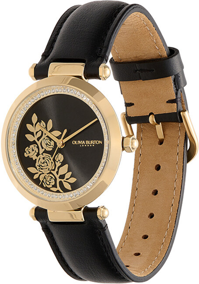 Orë dore për femra Olivia Burton T-Bar 24000064, e zezë/e artë
