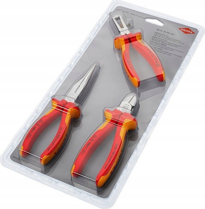 Set elektrik Knipex 00 31 30 BK V03, 3 pjesë, vegla VDE, i kuq