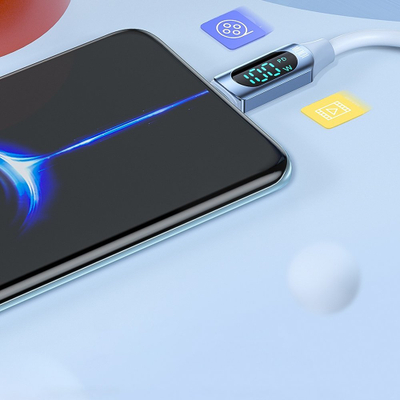 Kabllo USB C TOOCKI 100W, 1m, me ekran dixhital, blu