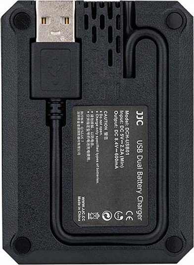 Karikues baterie JJC me dy kanale, për Nikon EN-EL15 EN-EL15a EN-EL15b, me dy dalje USB, ngjyrë e zezë