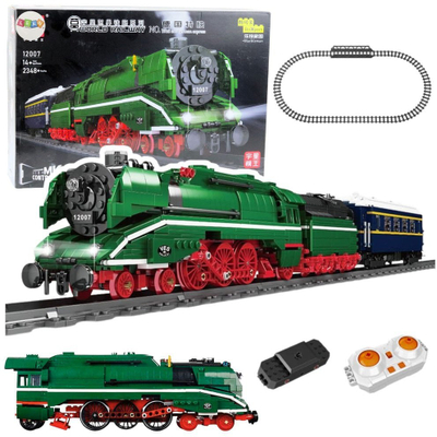 Blloqe ndërtimi LEAN Toys Lokomotivë me avull RC, 2348 pjesë, e gjelbër