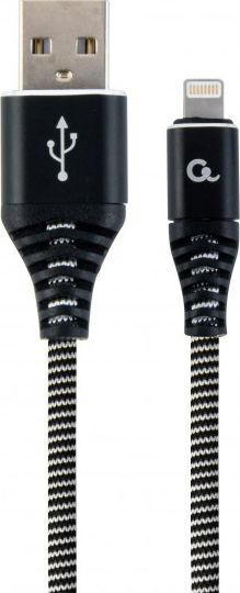 Kabllo Gembird CABLEXPERT, USB-A në USB-C, M / M, PREMIUM QUALITY, e thurur, 1m, e zezë / bardhë