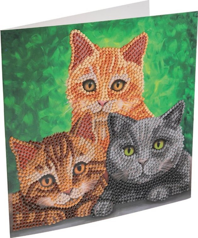 Kartolinë dekorative Craft Buddy Cats Crystal Art, 18x18cm