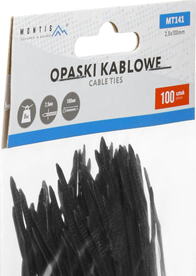 Lidhëse kabllosh Montis MT141, 2.5x200mm, 100 copë, ngjyrë e zezë
