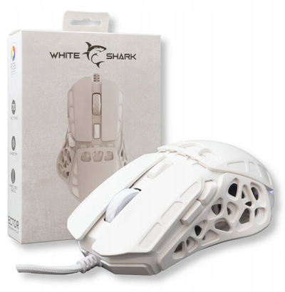 Гејминг глушец White Shark Squalo GM-5016 Ector, со кабел, RGB, бел