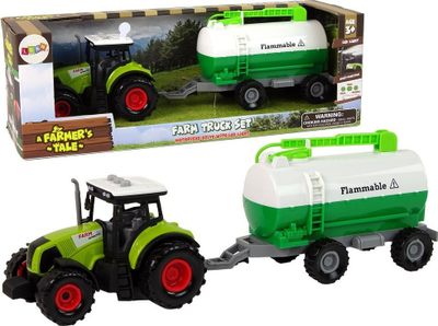 Traktor lodër LEAN Toys Farm, me rimorkio cisternë, jeshil