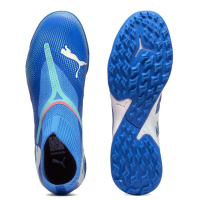Këpucë futbolli PUMA Future 7 Match+ Laceless TT, me shumë vida, Bluemazing me të bardhë edhe electric Peppermint