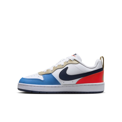 Atlete për fëmijë Nike Court Borough Recraft Low, lëkurë, përditshme, të bardha blu kuqe