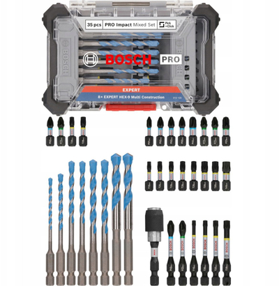Set bitash dhe stërvitjesh Bosch Professional 2608521U82, HEX-9 Multi Construction, me kuti plastike