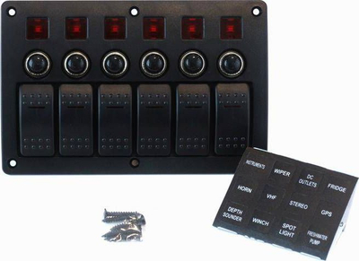 Panel komandimi TurboWorks Switch ON OFF x6, 3x5A 2x10A 1x15A, me LED
